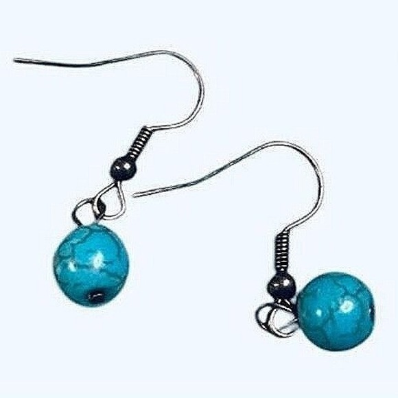 Boho‎ Turquoise Necklace Earrings Set Statement Pendant Bronze Adjustable Chain - Picture 2 of 4